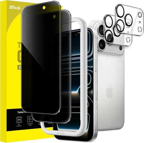 JETech Privacy Screen Protector for iPhone 17 Pro, 2+2 Pack
