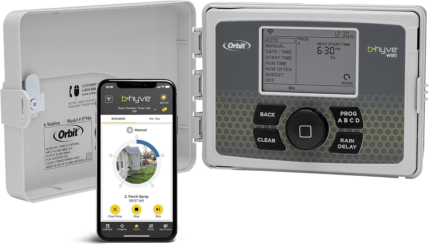 Orbit B-hyve Smart Indoor/Outdoor Sprinkler Controller - 12-Zone - App Controlled Smart Controller with Custom Irrigation Schedules - Weatherproof Multi-Zone Sprinkler System - 57950