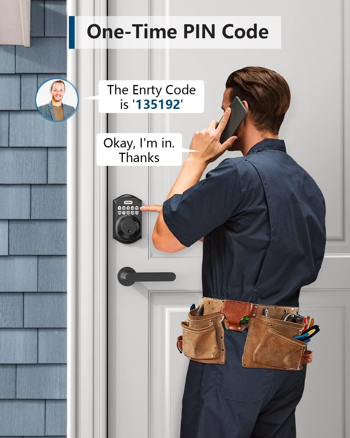 TEEHO TE001 Keyless Entry Deadbolt with Keypad for Front Door, Matte Black