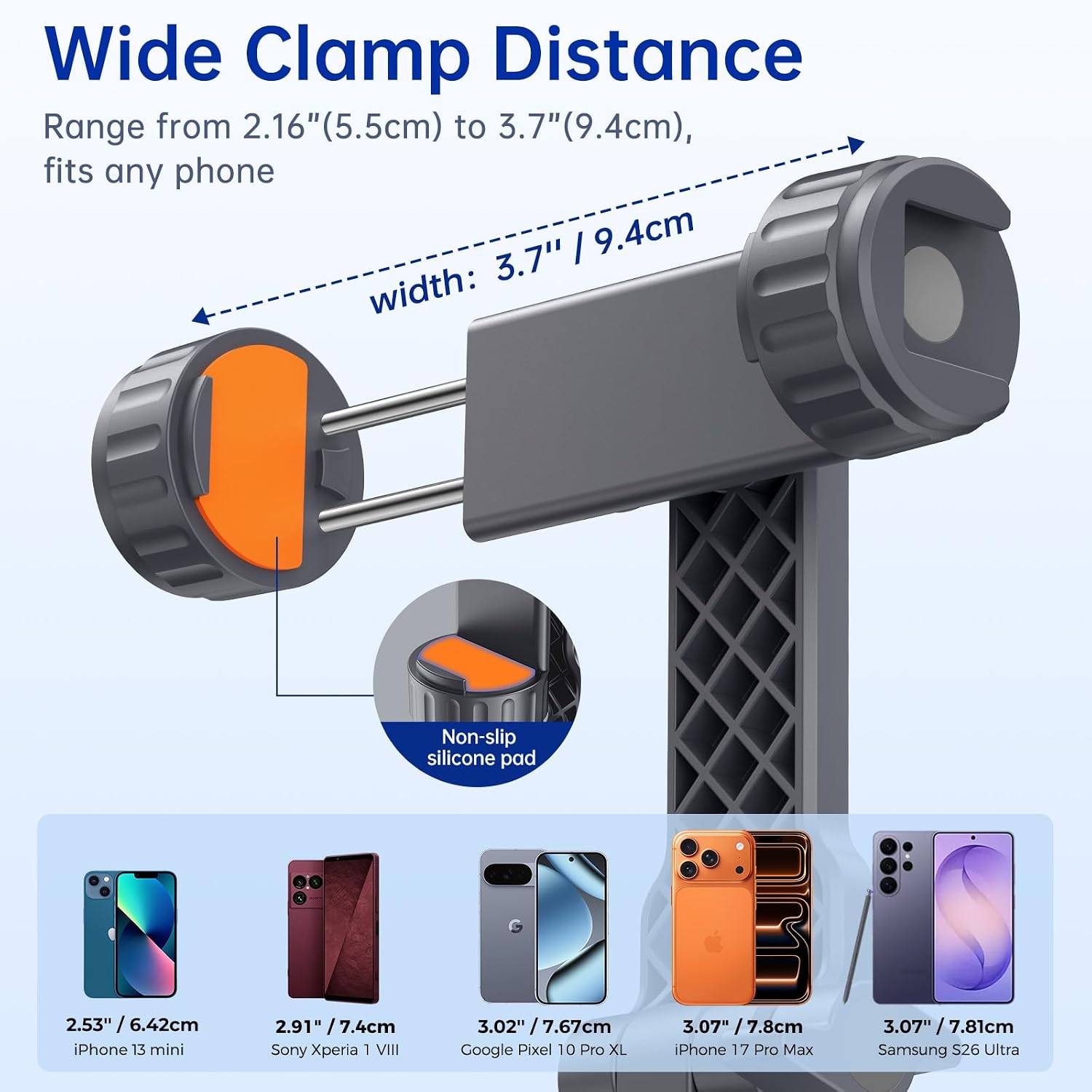 SYNCWIRE Tripod Phone Mount, Universal Smartphone Mount Adapter with 2 Cold Shoe and 1/4" Screw, 360° Rotates and 180° Tilts Adjustable Cell Phone Clamp Holder for Enhancing Mobile Photography Setup