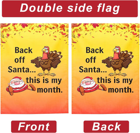 Funny Turkey Santa Thanksgiving Garden Flag Double Sided 12x18 Yard Decor