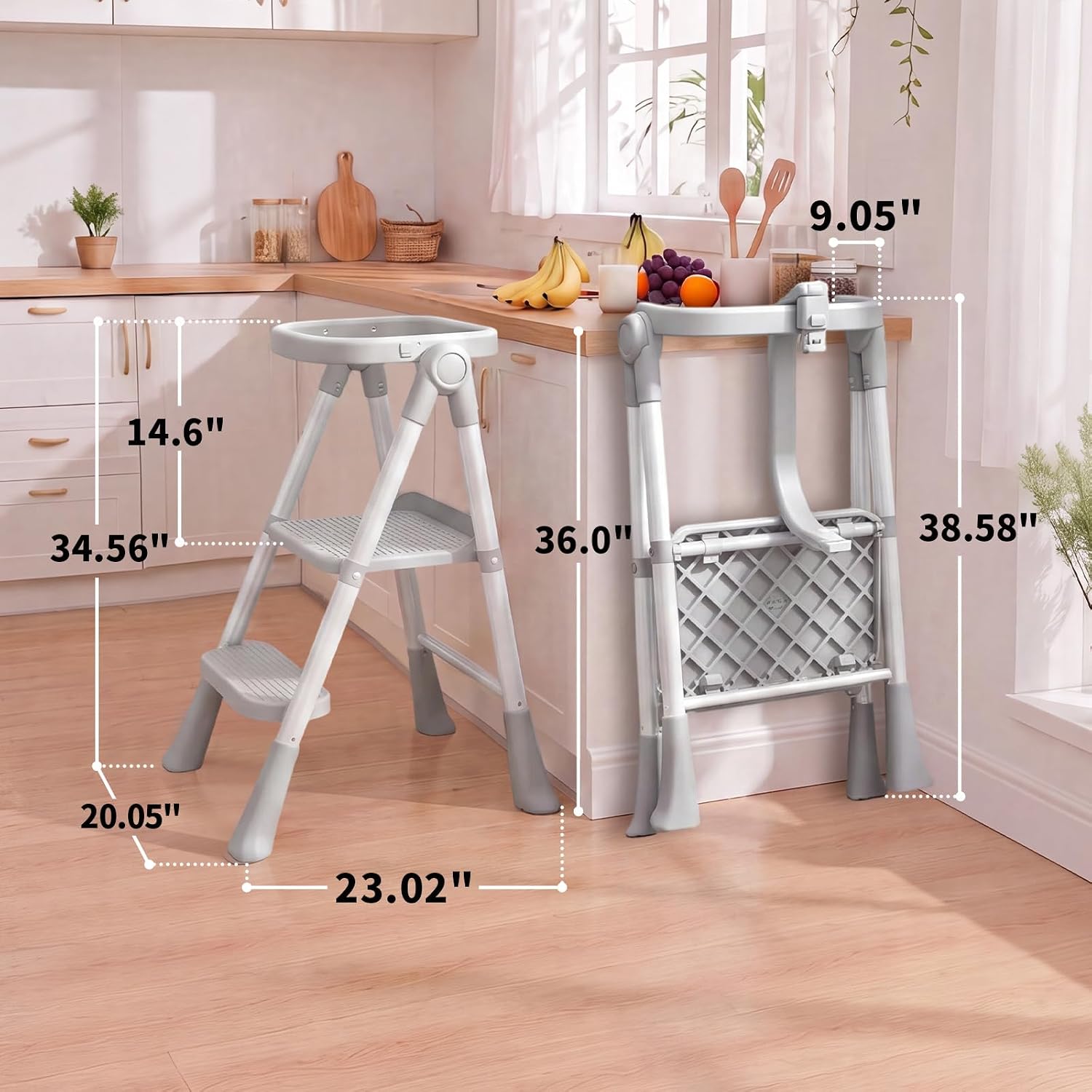 Foldable Toddler Standing Tower, Kitchen Step Stool for Kids 1.5-6 Years