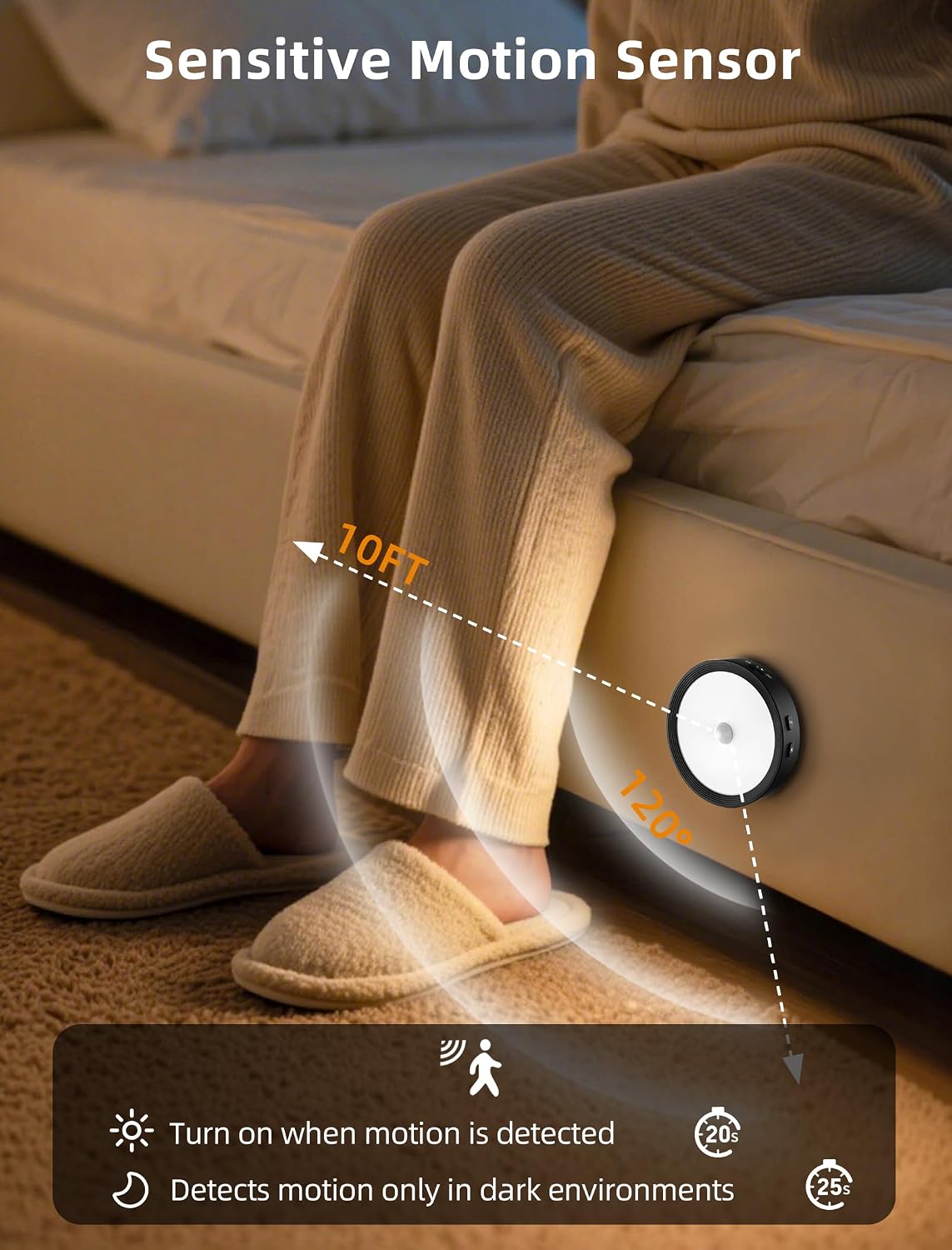 3-PACK Under Cabinet Lighting Rechargeable Puck Lights with Remote Black