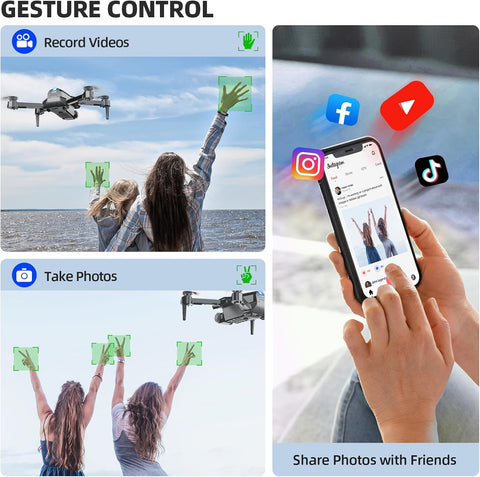 Drone with Camera 1080P HD FPV Foldable Mini Drone for Beginners Kids Adults, Drone with One Key Take Off/Landing, Gesture Selfie, Altitude Hold, 3D Flip, Easy to Fly, 2 Batteries, Toys for Boys Girls