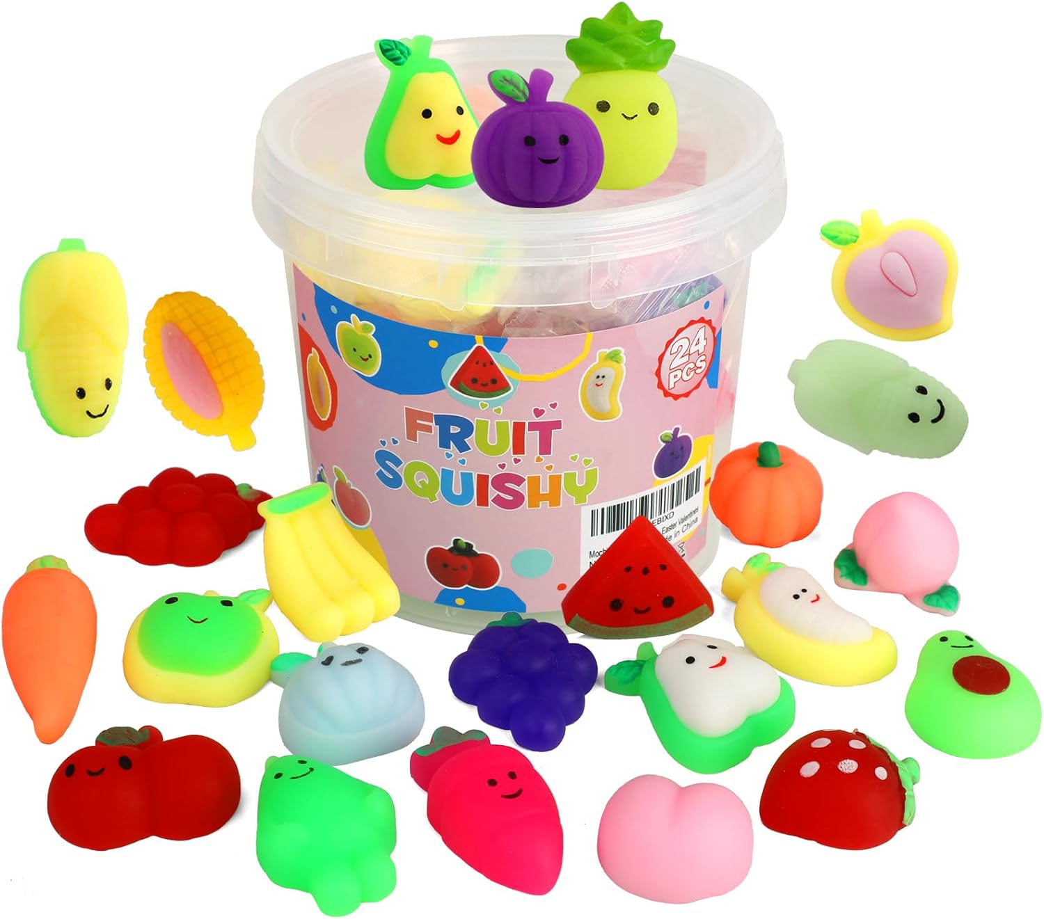 24 Pcs Fruit Mochi Squishy Toys, Squishies Bulk for Adults Stress Relief