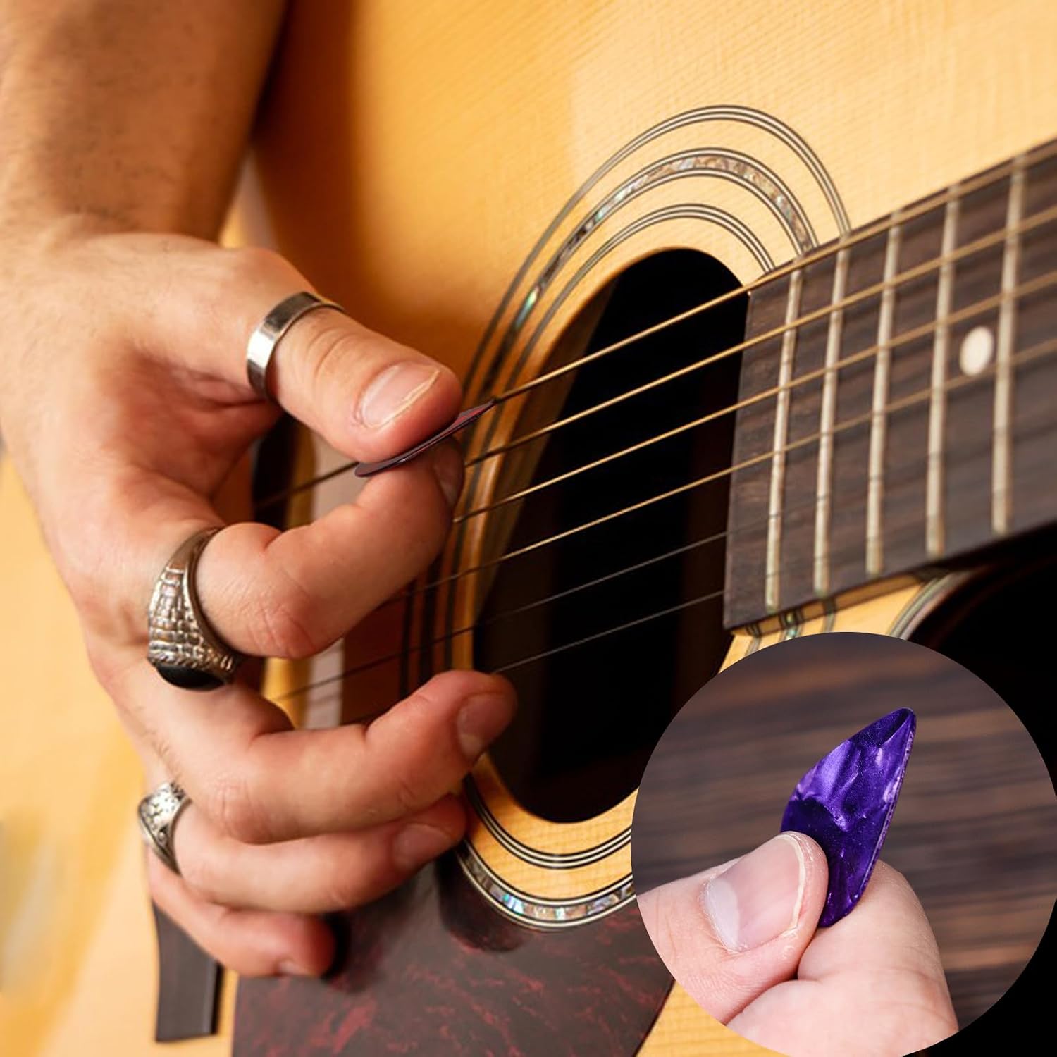 21 Pack Guitar Picks with Organizer Storage Box, 4 Different Thickness Colorful Celluloid Guitar Picks Plectrums for Acoustic Guitar, Electric Guitar, Bass, Ukulele