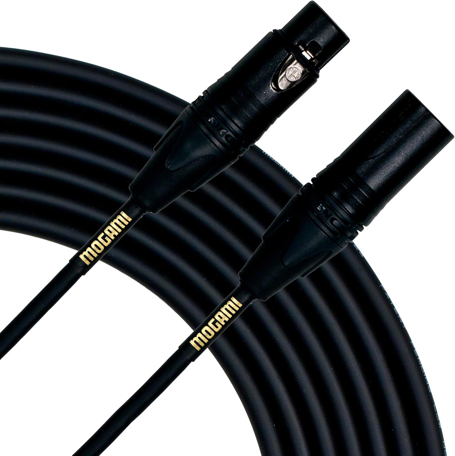 Mogami Gold Studio 02 XLR to XLR Quad Conductor Patch Cable 2 feet with Gold Contacts, XLRM-XLRF Connectors, Pro Audio Noise-Free