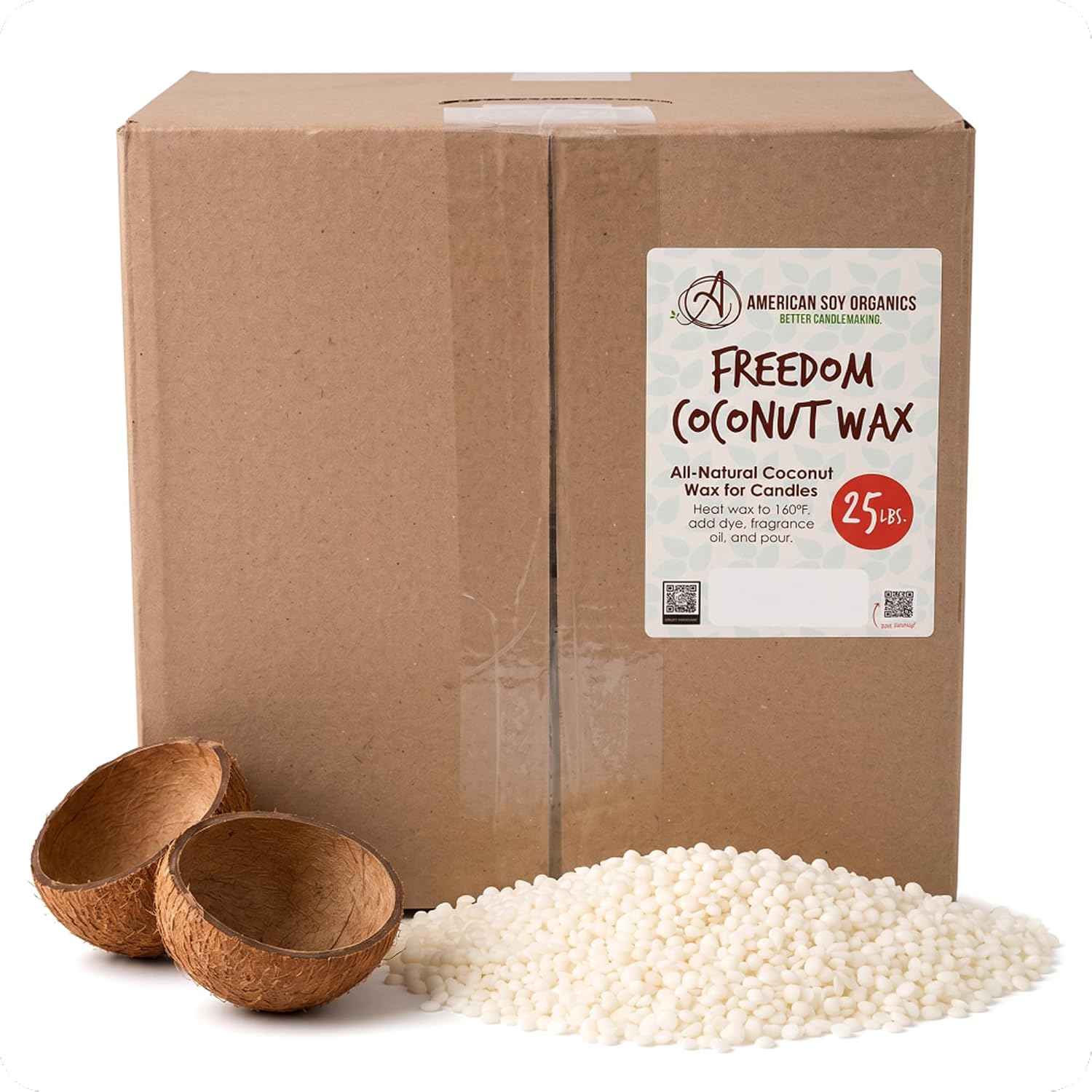 American Soy Organics Freedom Coconut Soy Wax Beads, Candle Wax, 25 lbs