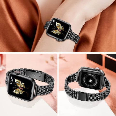 MioHHR Slim Metal Band Compatible with Apple Watch Bands 42/41/40/38mm