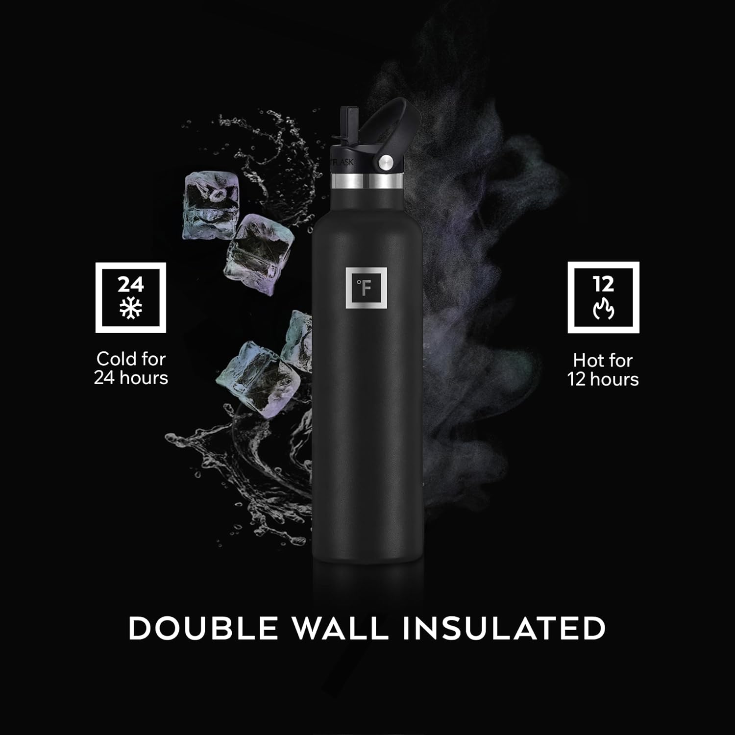IRON °FLASK 24 oz Narrow Mouth Water Bottle with 3 Lids