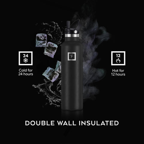 IRON °FLASK 24 oz Narrow Mouth Water Bottle with 3 Lids