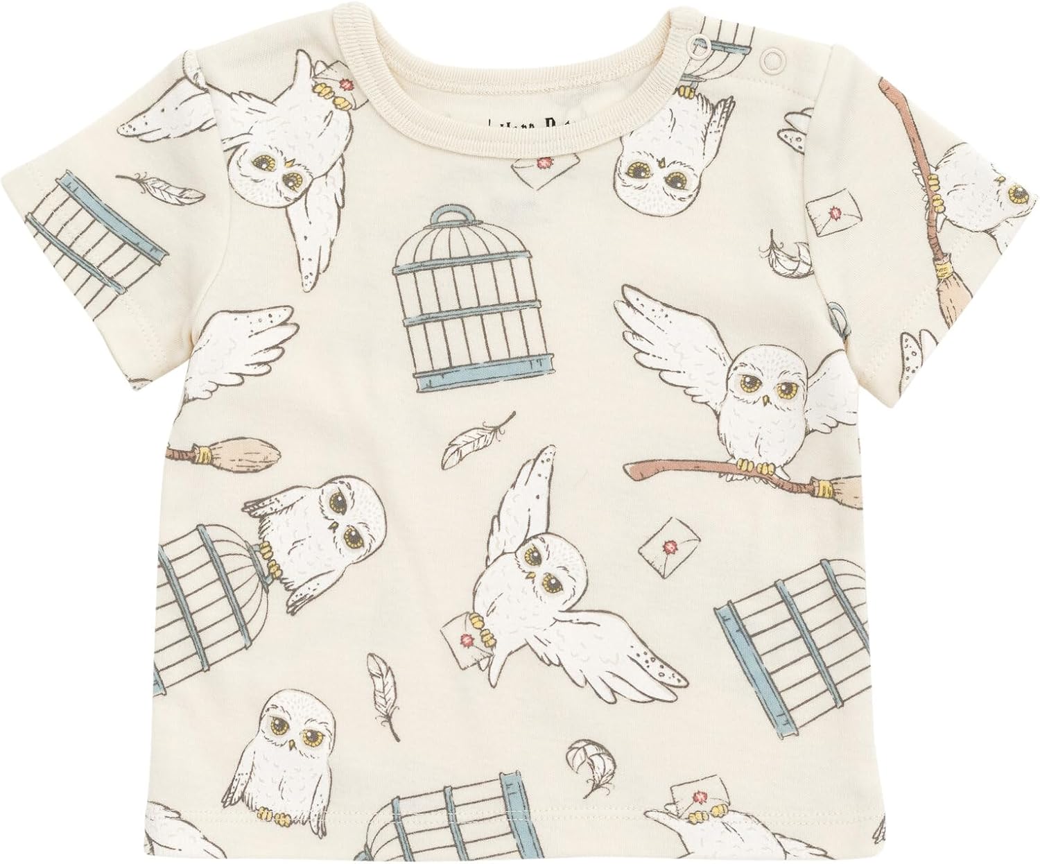 Harry Potter Hermione Hedwig Ron Weasley Baby French Terry Short Overalls T-Shirt & Hat 3 Piece Outfit Newborn to Infant