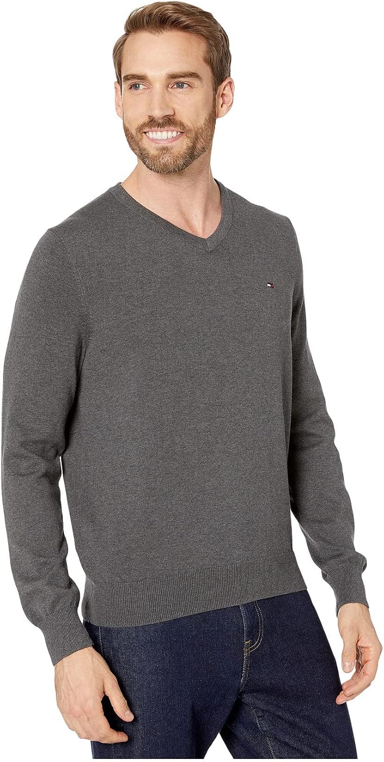 Tommy Hilfiger Mens Essential Long Sleeve Cotton V-Neck Pullover Sweater