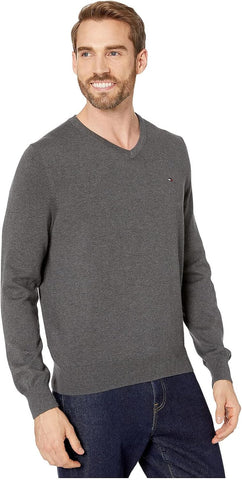 Tommy Hilfiger Mens Essential Long Sleeve Cotton V-Neck Pullover Sweater