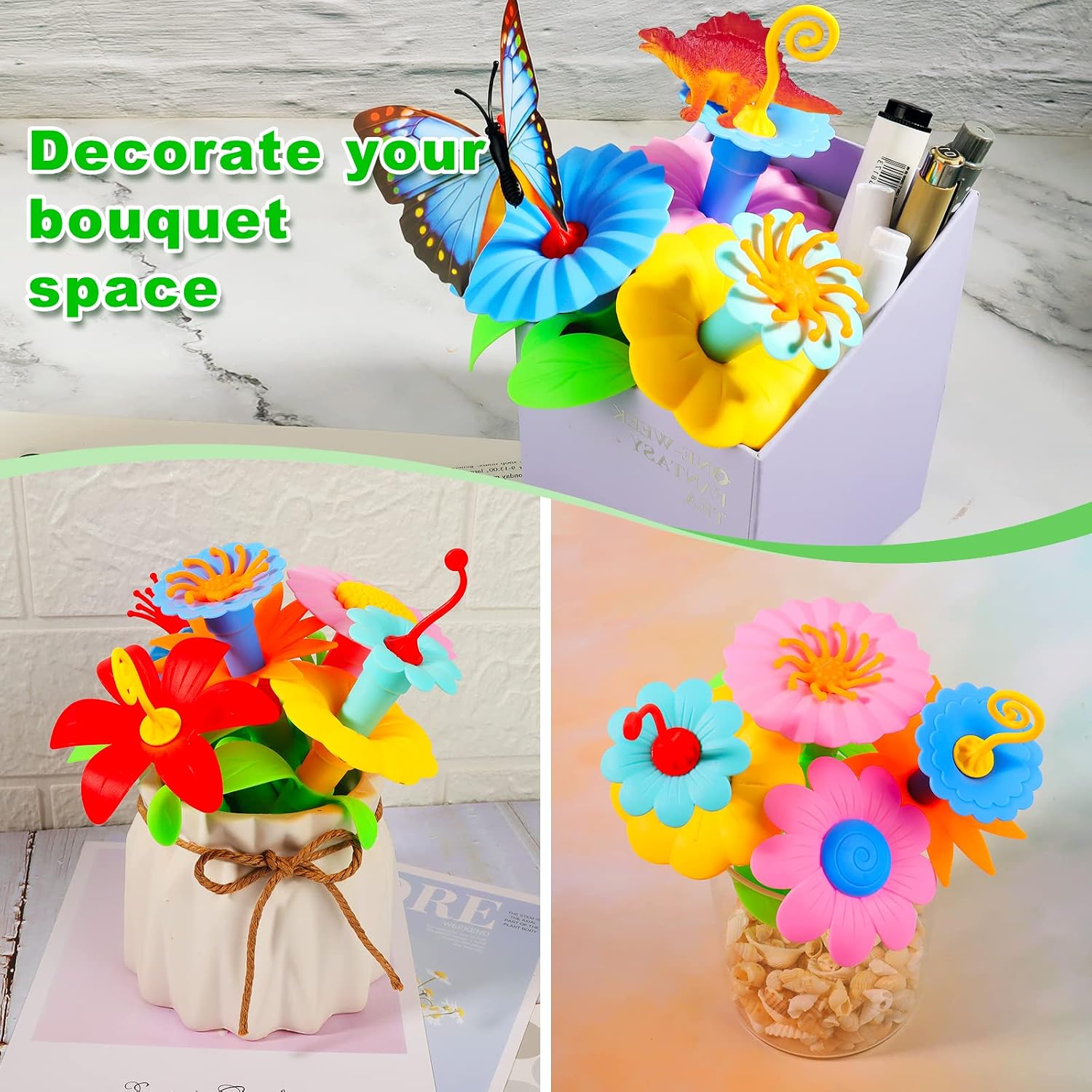 Toys Gifts for Age 2 3 4 5 6,167 PCS Dinosaur Flower Garden Building Blocks