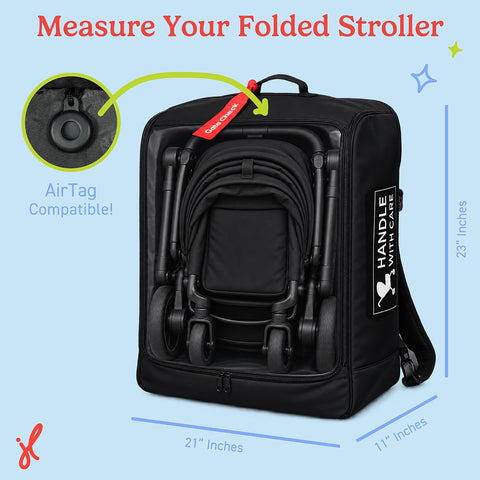 J.L. Childress Compact Stroller Travel Bag for Airplane - Padded, Black