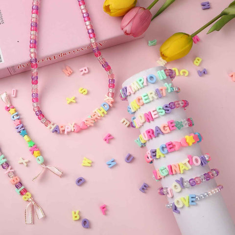 Augshy 700Pcs Large Alphabet Letter Beads for Chunky Jewelry Crafts