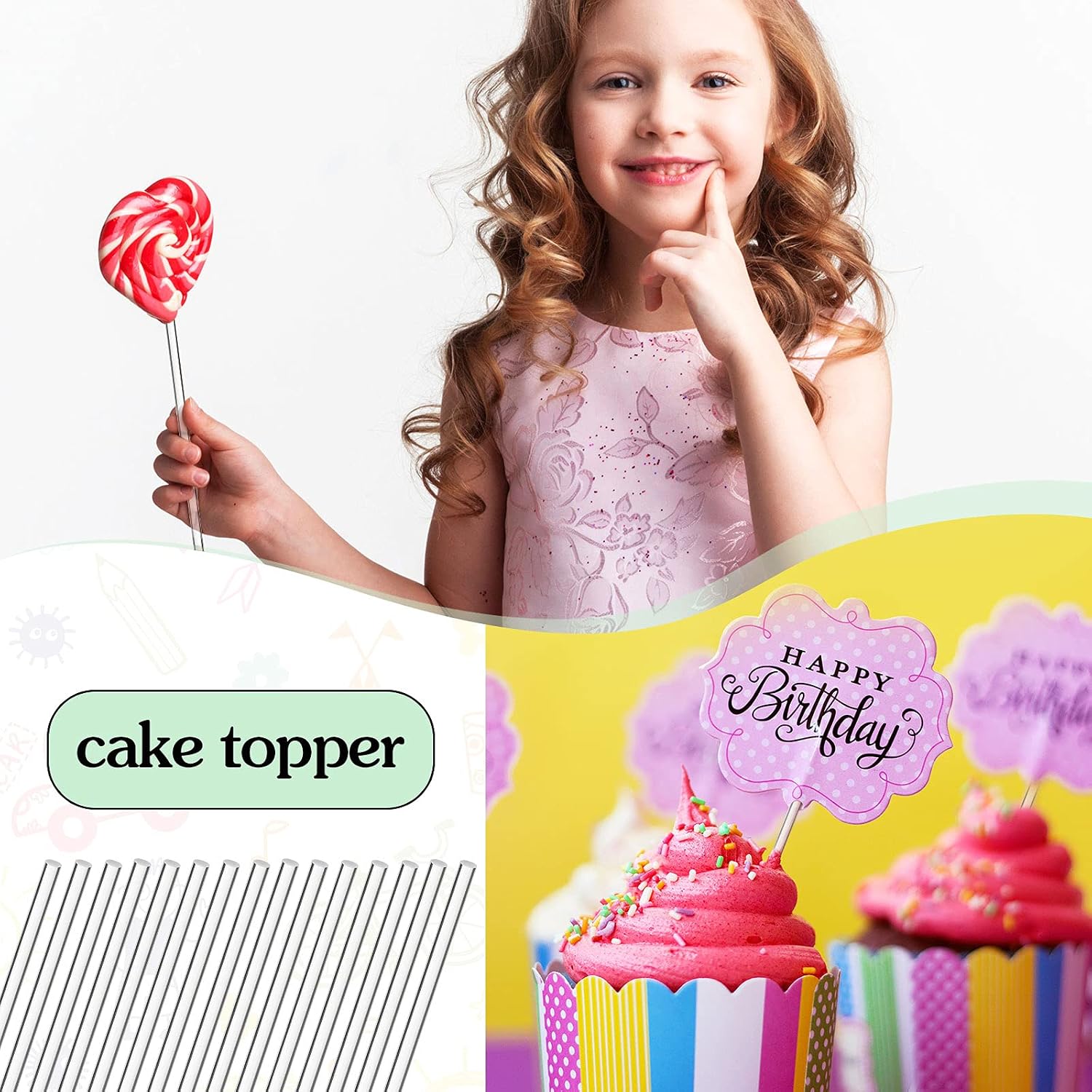 Zopeal 200 Pcs Acrylic Lollipop Stick Cake Pop Rod, 4 x 0.12 Inches, Clear