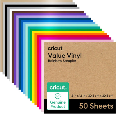 Cricut Value Permanent Vinyl-Rainbow Sampler (12in x 12in Sheets)