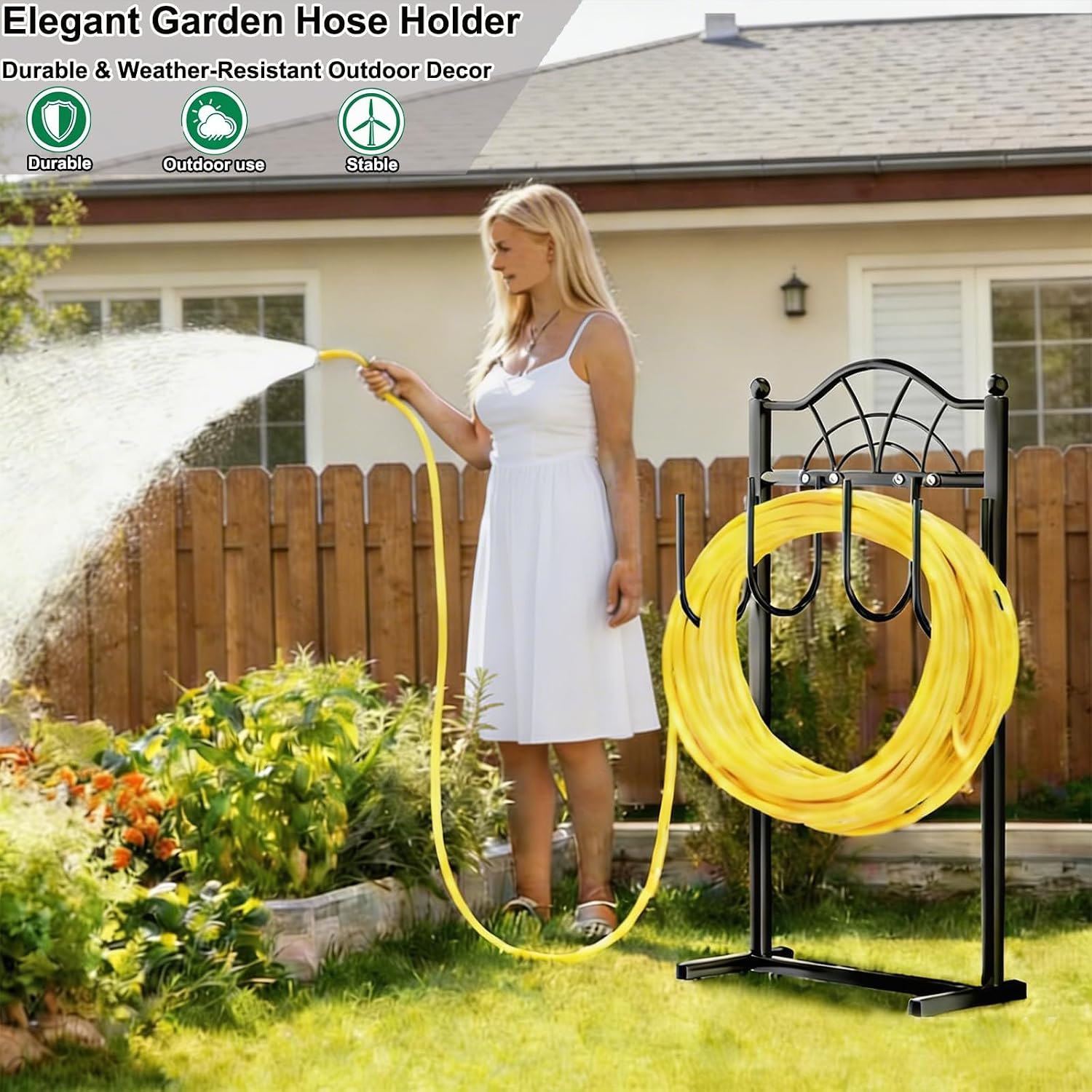 Hose Holder,100ft Capacity Garden Hose holder,Fence Style