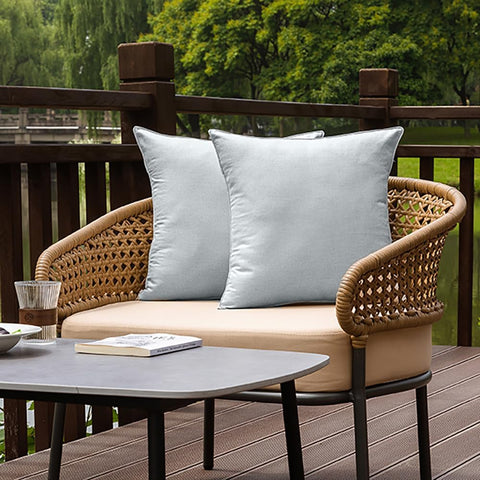 NiNi ALL Waterproof Outdoor Pillow Covers 16x16 Set of 2 Patio Light Grey