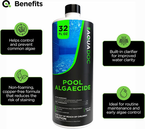 AquaDoc Liquid Algaecide for Swimming Pools 32 oz - Up to 2,500 Gallons