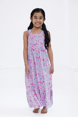 SEGA Sonic the Hedgehog Girls Square Neck Smocked Maxi Dress Little Kid to Big Kid Sizes (4-14-16)