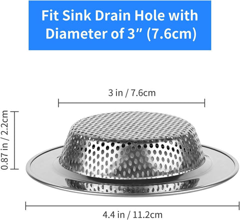 Chefbee 4PCS 4.4" Stainless Steel Kitchen Sink Drain Strainer Food Catcher