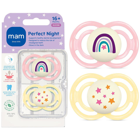 MAM Perfect Baby Premium Pacifier 16+ Months, Extra Thin Nipple, 2 Pack