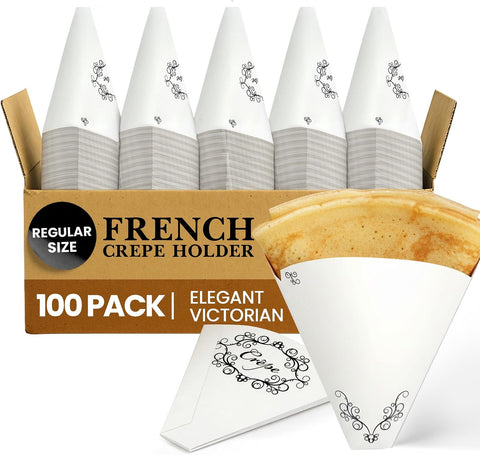 Friteshop Elegant Victorian French Crepe Holder, Regular 7x7 in - 100 Pack