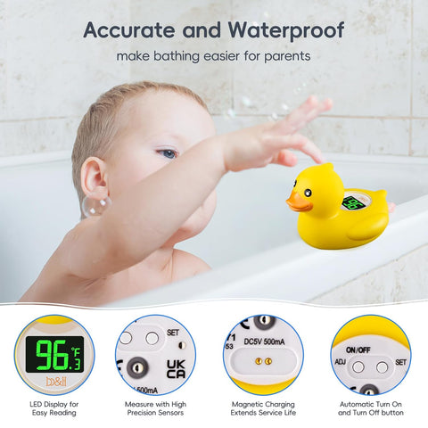 b&h Baby Bath Thermometer - USB Rechargeable (Classic Charging Duck)