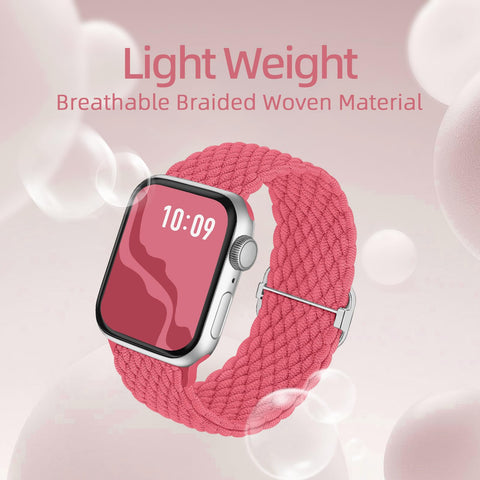 Braided Stretchy Solo Loop Compatible for Apple Watch Band 38mm 40mm 41mm 42mm 44mm 45mm 46mm 49mm for Women Men, Nylon Elastic Straps Wristbands for iWatch Series 10 9 8 7 6 SE 5 4 3 2 Ultra Ultra 2