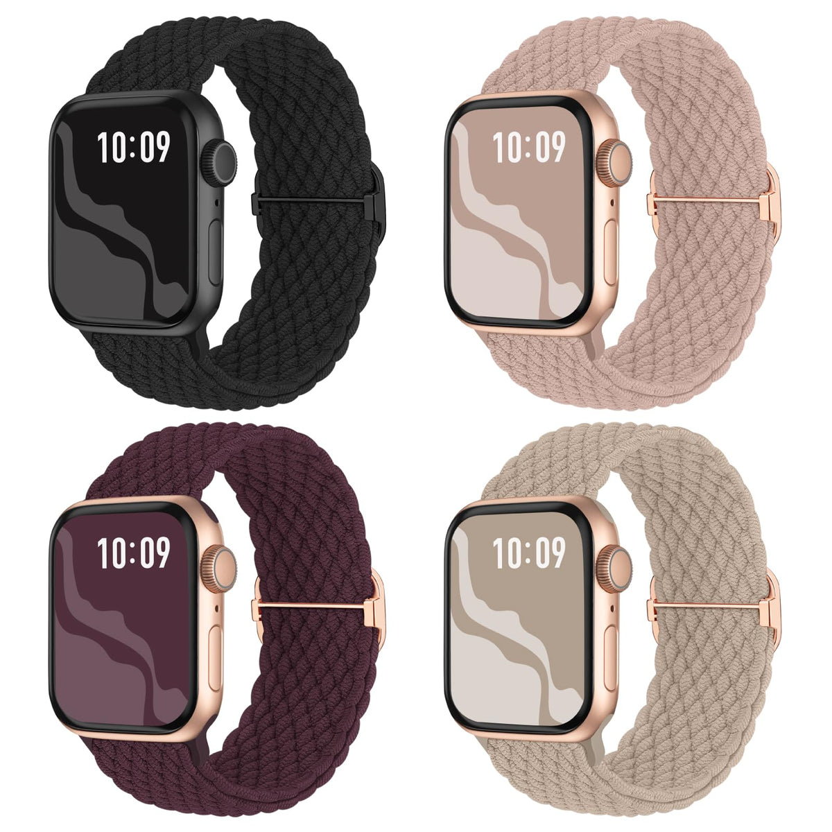 Braided Stretchy Solo Loop Compatible for Apple Watch Band 38mm 40mm 41mm 42mm 44mm 45mm 46mm 49mm for Women Men, Nylon Elastic Straps Wristbands for iWatch Series 10 9 8 7 6 SE 5 4 3 2 Ultra Ultra 2