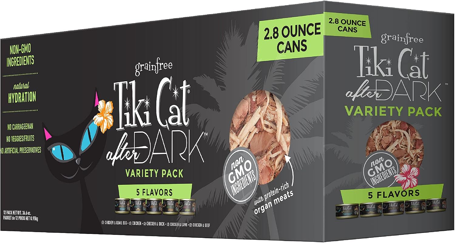 Tiki Cat After Dark Wet Cat Food, Variety Pack, 2.8 oz. Cans (12 Count)