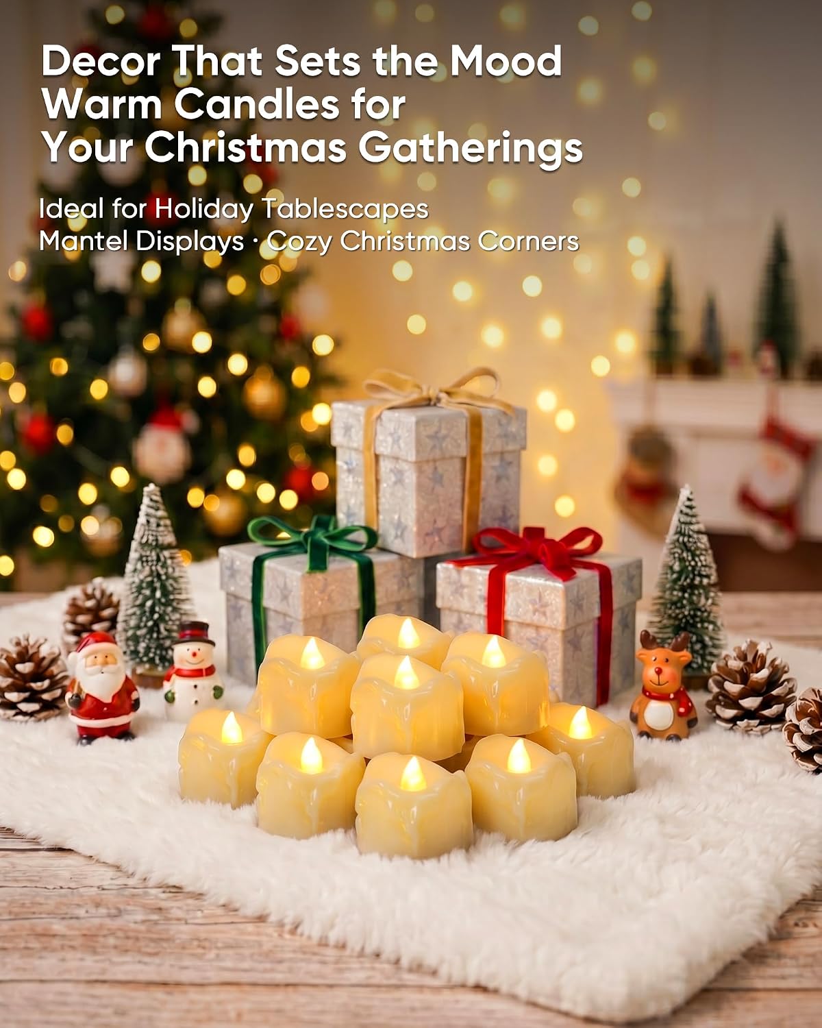 Homemory 24Pack Dripping Flameless LED Tea Lights,1.58"x 1.2",Ivory Body