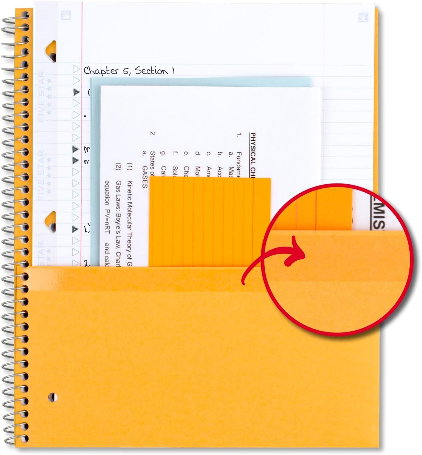 Five Star Spiral Notebook + Study App, 3 Subject, College Ruled Paper, Fights Ink Bleed, Water Resistant Cover, 8-1/2" x 11", 150 Sheets, Red (72065) (Pack of 2)
