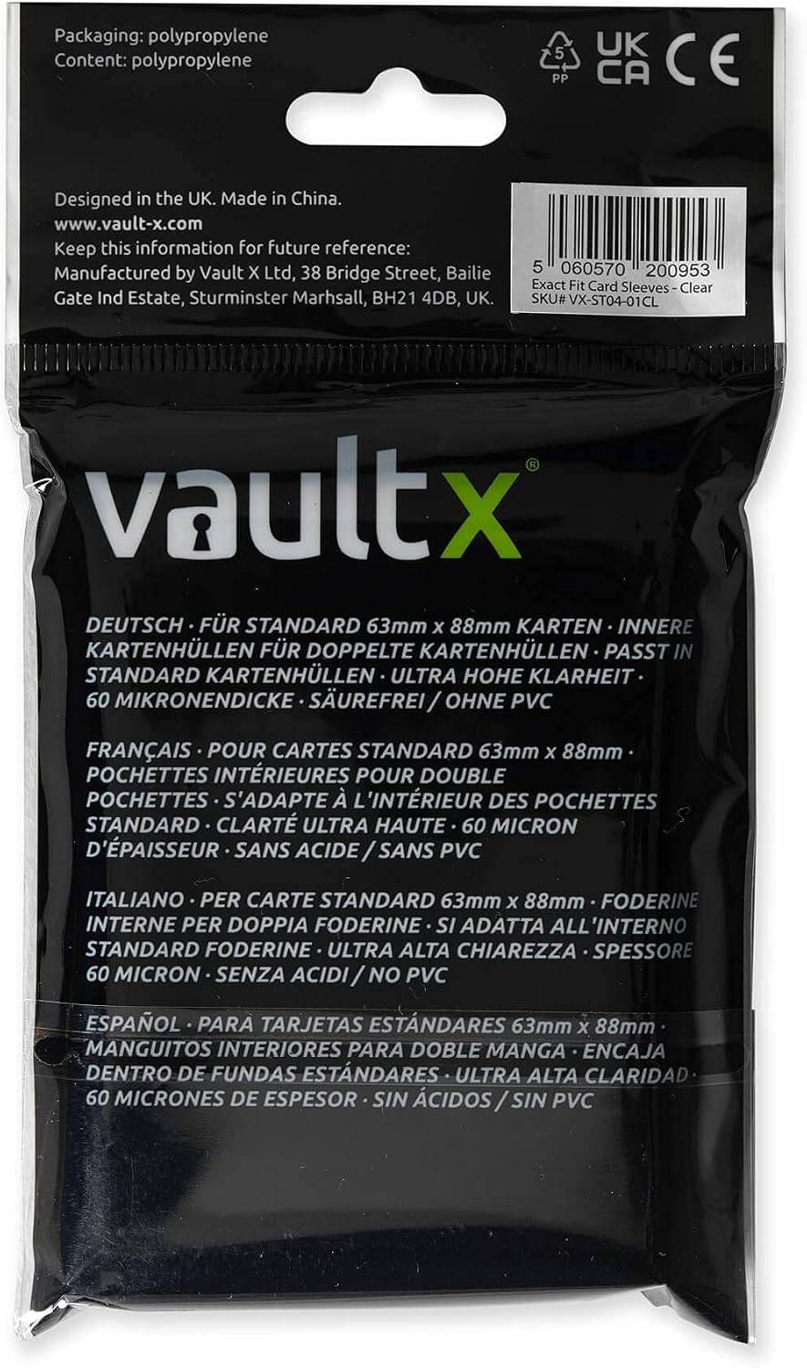 Vault X Exact Fit Inner Sleeves (100 Pack) Clear for Trading Cards