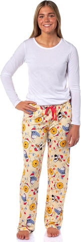 Disney Winnie The Pooh Women's Holiday Lights Character Design AOP Adult Lounge Sleep Pajama Pants
