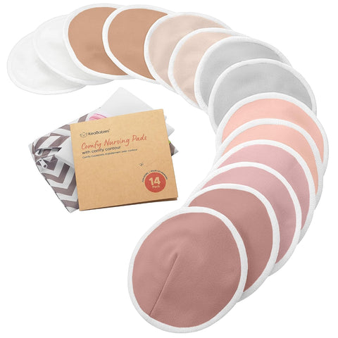 Organic Nursing Pads, 14 Washable Breast Pads,Wash Bag (Lovelle, L 5")