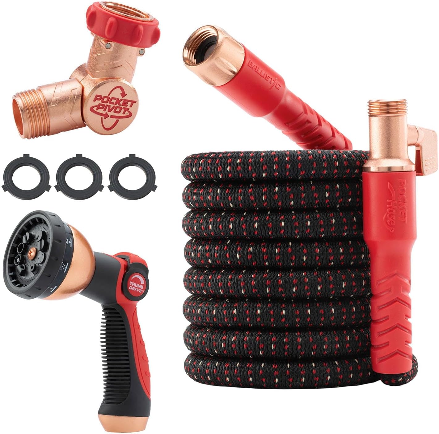 Pocket Hose Ballistic 50 FT Expandable Garden Hose, No-Kink, As Seen on TV
