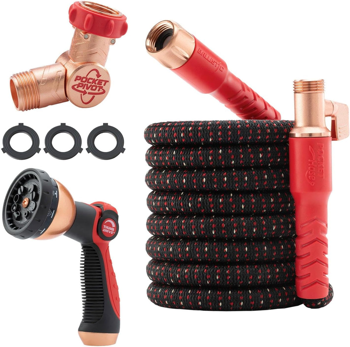 Pocket Hose Ballistic 50 FT Expandable Garden Hose, No-Kink, As Seen on TV