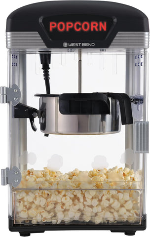 West Bend Theater Crazy Popcorn Machine, Nonstick Kettle, 4 Qt., Black