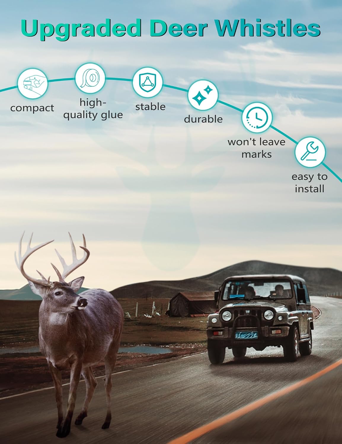 Elook Upgraded Deer Whistles for Car,Three-Horn,8 Pack