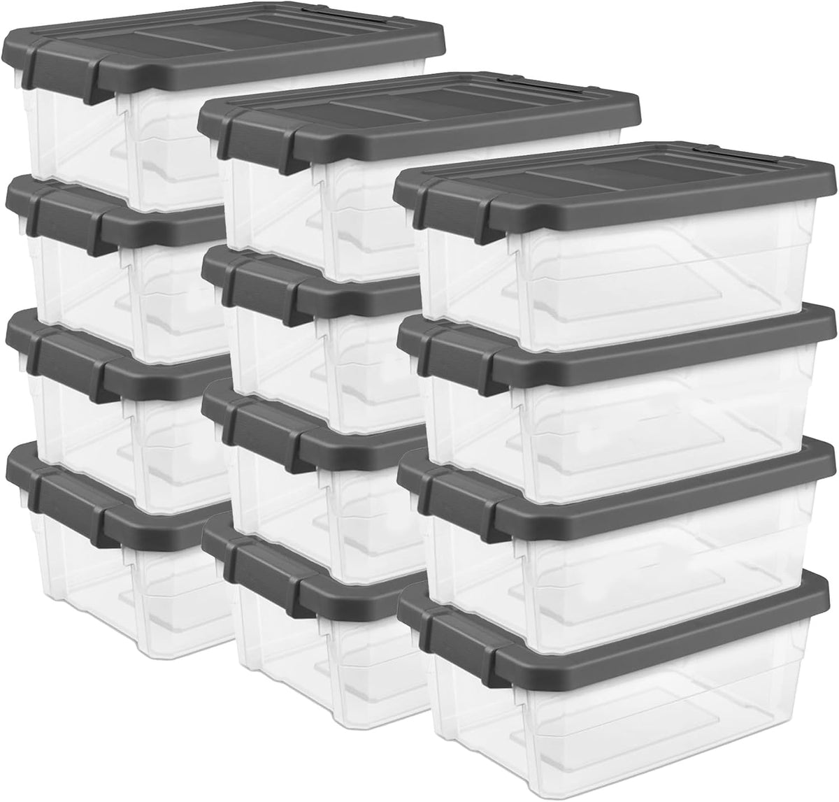 Sterilite Modular Stacker Box with Latching Lid, 16 Quart, 12-Pack