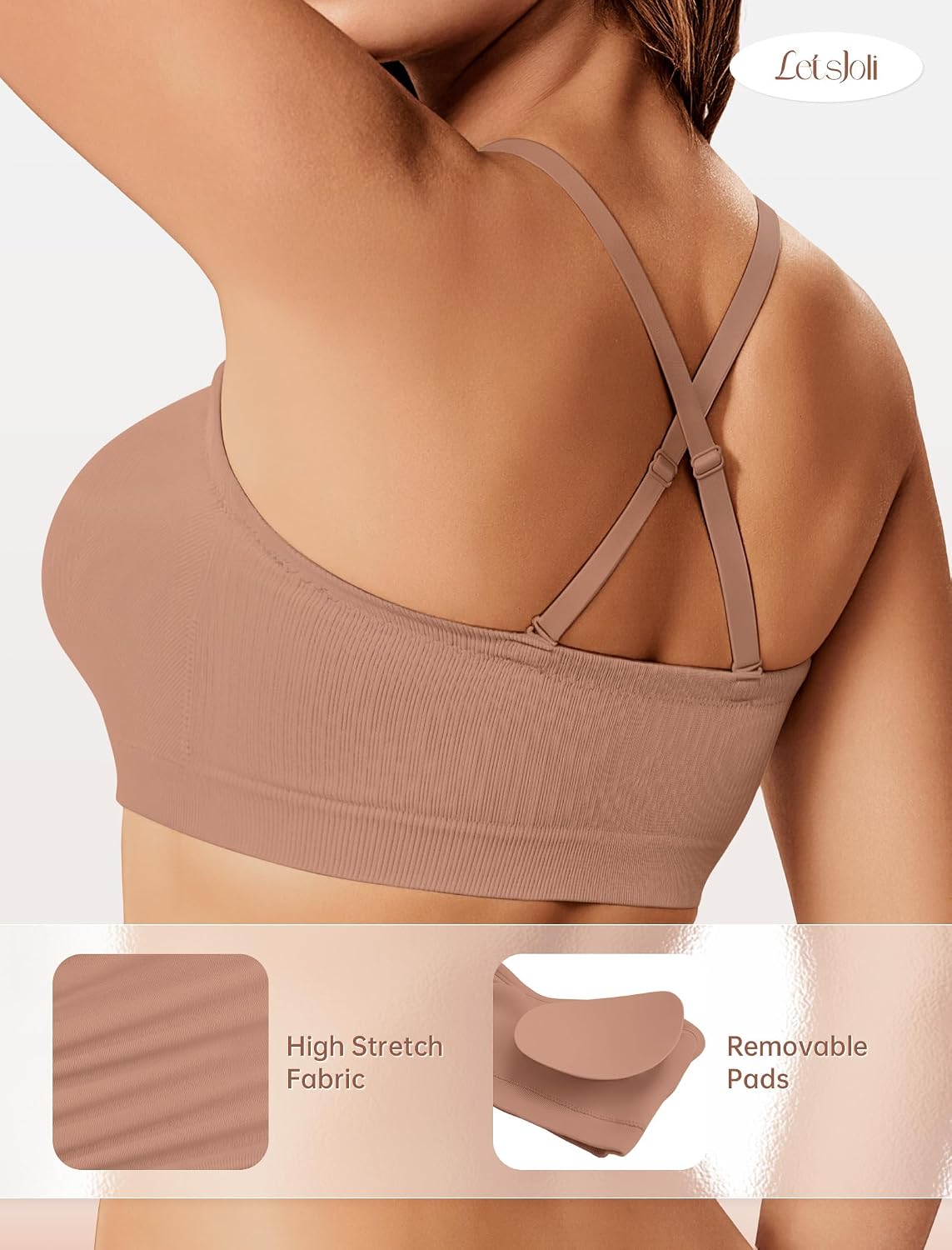 LetsJoli Strapless Bras for Women Push Up Bandeau Wireless Tube Padded Bra