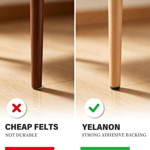 Yelanon Felt Furniture Pads for Hardwood Floors -261 Pcs Premium Floor Protectors for Furniture, Felt Pads for Chair Legs, Black