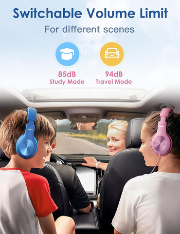 Nabevi Kids Headphones with Cord, Over-Ear Headphones for Kids with Microphone, 85/94dB Volume Limit, Headset for Kid Boys Girls with Shareport, Wired Toddler Headphone for School/Tablet/iPad/Travel