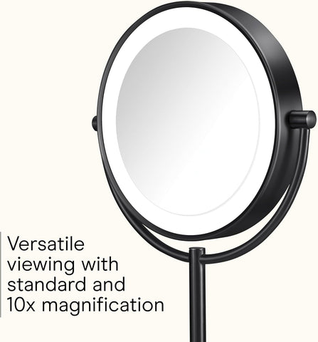 Conair LED Vanity Mirror, Double-Sided, 10x Maginification, Matte Black