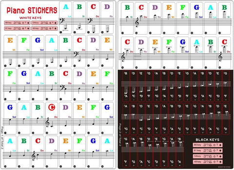 Piano Keyboard Stickers for 88/61/54/49/37 Key, Bold Large Letter Piano Stickers for Learning, Removable Piano Keyboard Letters, Notes Label for Beginners and Kids, Multicolor
