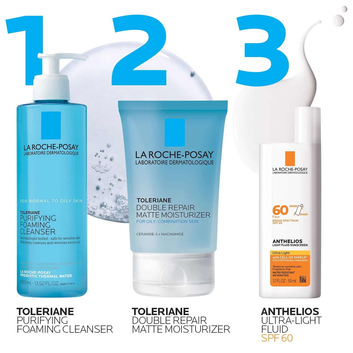 La Roche-Posay Anthelios Light Fluid Facial Sunscreen SPF 60 | Lightweight Sunscreen For Face | Fluid Texture | Broad Spectrum SPF + Antioxidants | Oil Free & Oxybenzone Free | Travel Size 1.7 Fl. Oz.